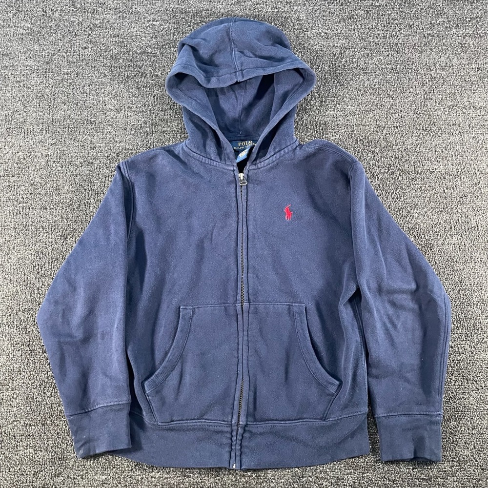 Polo Ralph Lauren Zip Hoodie Boys S 8 Navy Blue Good Embroidered Pony